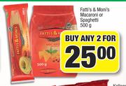 Fatti's & Moni's Macaroni Or Spaghetti-For Any 2 x 500g