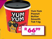 Yum Yum Peanut Butter Smooth Tub-1Kg Each