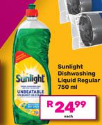 Sunlight Dishwashing Liquid Regular-750ml Each
