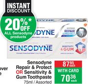 Sensodyne Repair & Protect Or Sensitivity & Gum Toothpaste Assorted-75ml