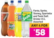 Fanta, Sprite, Stoney, Sparletta And Twist Soft Driks Assorted-For Any 4 x 1.5Ltr