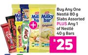 Any 1 Nestle Slabs Assorted 80g Plus Any 1 Of Nestle 40g Bars-For Both