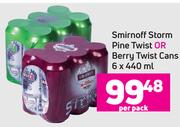 Smrinoff Storm Pine Twist Or Berry Twist Cans-6 x 440ml Per Pack