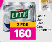 Castle Lite Beer Cans-For 2 x 6x500ml