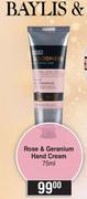 Baylish & Harding Rose & Geranium Hand Cream-75ml