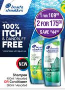Head & Shoulders Shampoo 400ml Or Conditioner 360ml Assorted-For 2