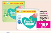 Pampers Fresh Or Sensitive Baby Wipes 6 Pack