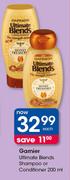 Garnier Ultimate Blends Shampoo Or Conditioner-200ml Each