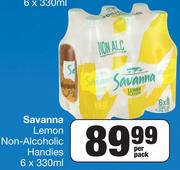 Savanna Lemon Non-Alcoholic Handies 6 x 330ml-Per Pack