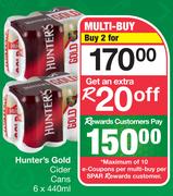 Hunter's Gold Cider Cans 6 x 440ml-For 2