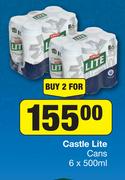 Castle Lite Cans 6 x 500ml-For 2