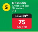 Kinderjoy Chocolate Egg (All Variants)-For Any 4 x 21g