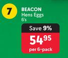 Beacon Hens Eggs 6's Pack-Per Pack