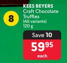 Kees Beyers Craft Chocolate Truffles (All Variants)-120g Each