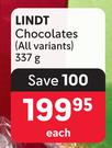 Lindt Chocolates (All Variants)-337g Each