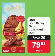 Lindt Gold Bunny Slabs (All Variants)-120g Each