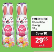 Sweetie Pie Chocolate Bunny-60g Each