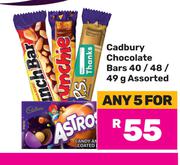 Cadbury Chocolate Bars Assorted-For 5 x 40g/48g/49g
