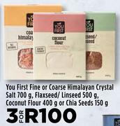 You First Fine Or Coarse Himalayan Crystal Salt 700g, Flaxseed/Linseed 500g-For 3