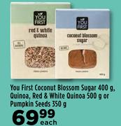 You First Coconut Blossom Sugar 400g,Quinoa Red & White Quinoa 500g Or Pumpkin Seeds 350g-Each