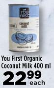 You First Organic Coconut Milk-400ml Each