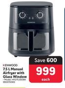 Kenwood 7.5L Manual Airfryer With Glass Window HFG75.000BK