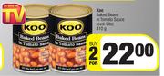 Koo Baked Beans In Tomato Sauce-For 2 x 410g