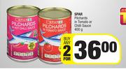 Spar Pilchards In Tomato Or Chilli Sauce-For Any 2 x 400g