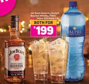 Jim Beam Kentucky Straight Bourbon Whiskey 750ml Plus Valpre Still Water 1.5L-For Both