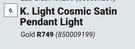K.Light Cosmic Satin Pendant Light Gold