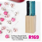 6 Piece Steak Knife Set In Wooden Block
