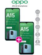 2 x Oppo A15 4G Smartphone-On Smart Top Up XS+ Plus Free On Promo 65