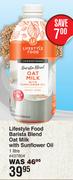 Lifestyle Food Barista Blend Oat Milk With Sunflower Oil-1L