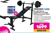 Trojan USN Strength Bench Combo Set Plus Free USN Pure Creatine 200g