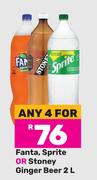 Fanta, Sprite or Stoney Ginger Beer-For Any 4 x 2Ltr