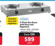 Cadac 2-Plate Gas Stove With Hose And Regulator-Each