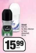 Shield Roll On For Men, Women Or Teen Assorted-50ml Each