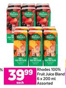Rhodes 100% Fruit Juice Blend Assorted-6 x 200ml