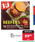 I&J Beefers Burgers-800g Each