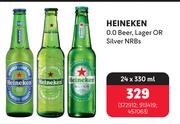 Heineken 0.0 Beer, Lager Or Silver NRBs-24 x 330ml