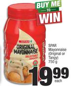 Spar Mayonnaise (Original Or Tangy)-750g Each