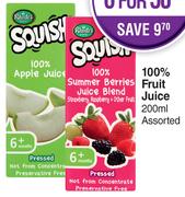 Squish 100% Fruit Juice Assorted- For 6 x 200ml