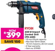 1Ryobi 650W Impact Corded Drill PD-650