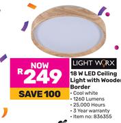 Lightworx 18W LED Ceiling Light With Wooder Border