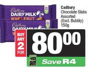 Cadbury Chocolate Slabs-For 2 x 150g