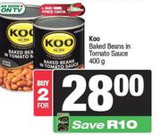 Koo Baked Beans In Tomato Sauce-For 2 x 400g