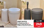 First Dutch 7Ltr Bathroom Bin Or Magic Toilet Brush Set-Each