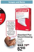 Leukoplast Absorbent Plus Wound Dressing 5 Pack 8 x 10cm