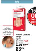 Leukoplast Wound Closure Strips 9 Pack 6 x 38mm Plus 6 x 75mm