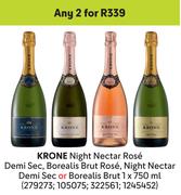 Krone Night Nectar Rose Demi Sec, Borealis Brut Rose, Night Nectar Demi Sec Or Borealis Brut-2x750ml